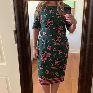 NWT Boden Fleur Fitted Dress Hunter Green Tulip Size 12R